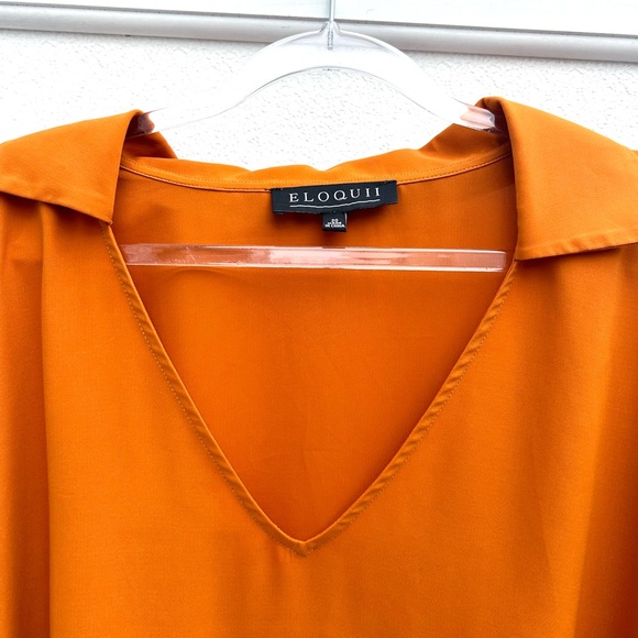 Eloquii blouse sz 20 women’s rust orange long sleeve v neck top dressy classy - Picture 2 of 10